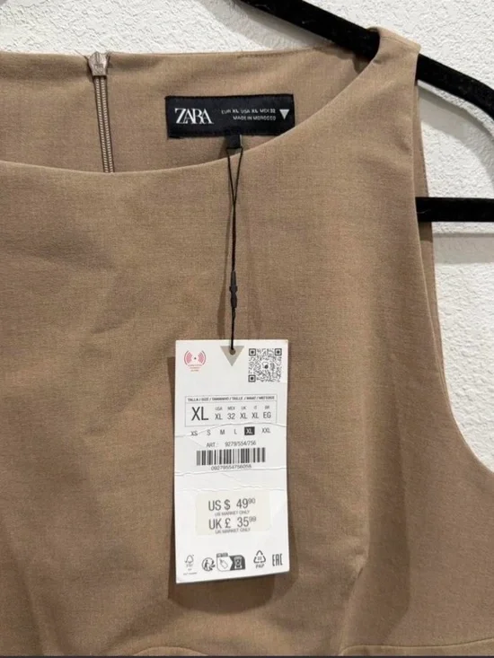 Zara Sleeveless Tan Shift Dress - Picture 3 of 3